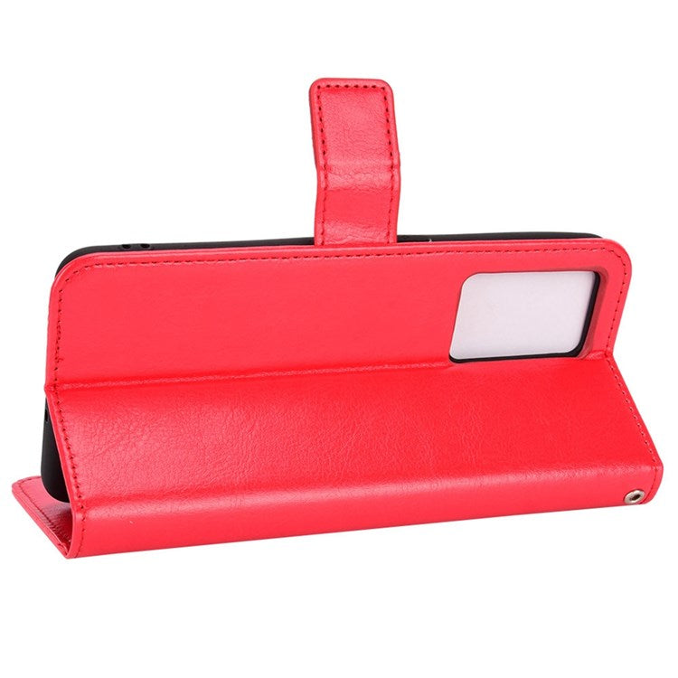 Crazy Horse Texture Phone Case for Realme GT Neo3, PU Leather + TPU Stand Wallet Cellphone Cover - Red