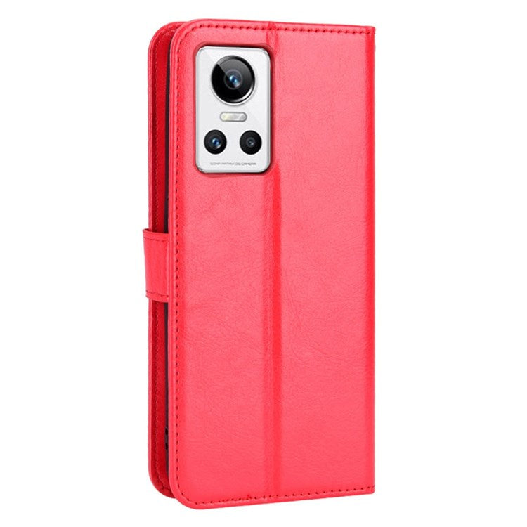 Crazy Horse Texture Phone Case for Realme GT Neo3, PU Leather + TPU Stand Wallet Cellphone Cover - Red
