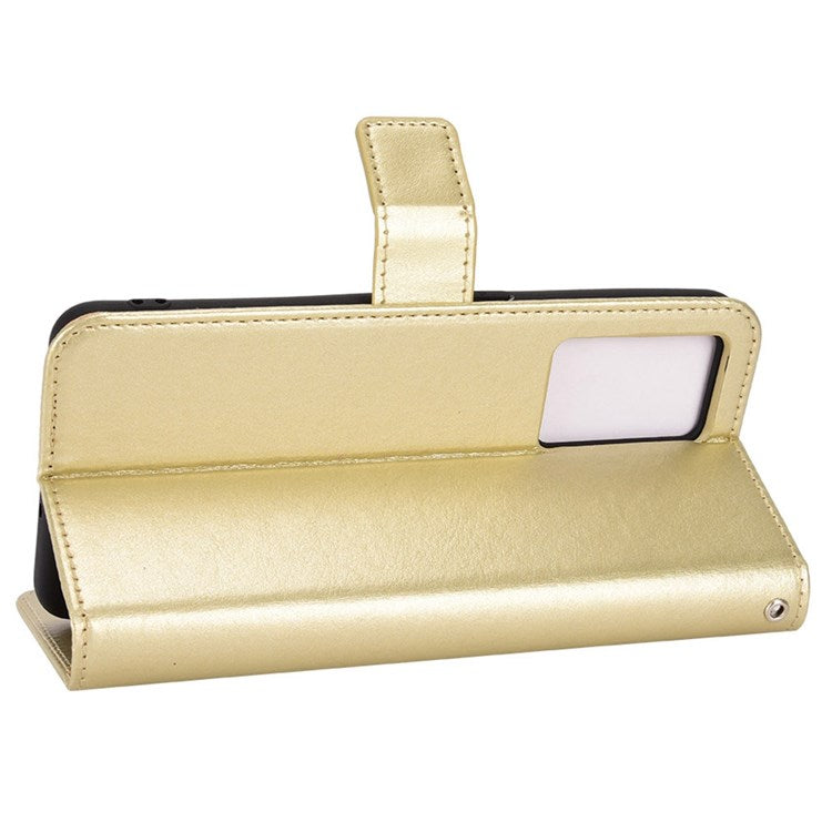 Crazy Horse Texture Phone Case for Realme GT Neo3, PU Leather + TPU Stand Wallet Cellphone Cover - Gold