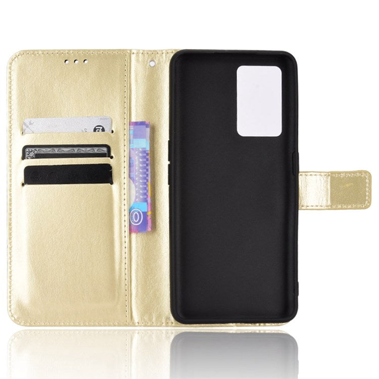 Crazy Horse Texture Phone Case for Realme GT Neo3, PU Leather + TPU Stand Wallet Cellphone Cover - Gold