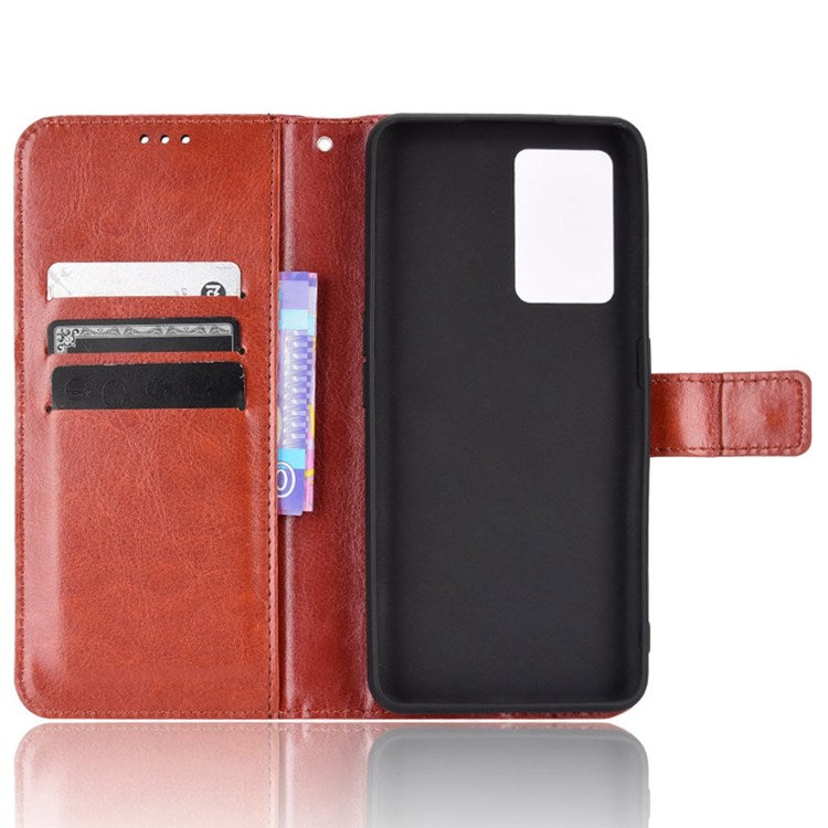 Crazy Horse Texture Phone Case for Realme GT Neo3, PU Leather + TPU Stand Wallet Cellphone Cover - Brown