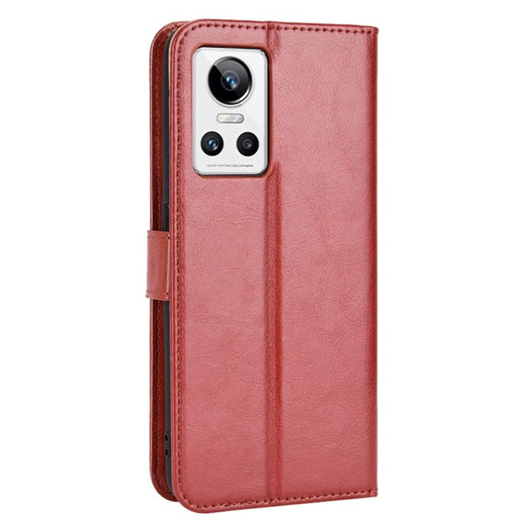 Crazy Horse Texture Phone Case for Realme GT Neo3, PU Leather + TPU Stand Wallet Cellphone Cover - Brown