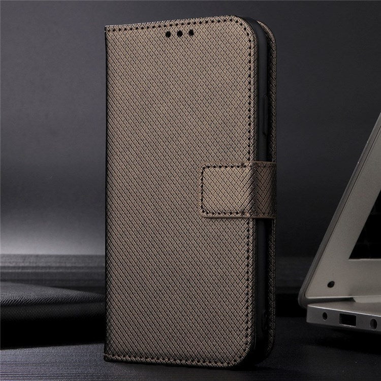 For Realme GT Neo3 Wallet Leather Case Diamond Texture Stand Magnetic Clasp Phone Cover - Brown