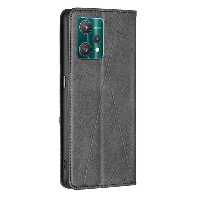 BF Imprinting Pattern Series-1 for Realme 9 Pro 5G / 9 5G / V25 Fully Wrapped Imprinted Pattern Phone Cover Card Slot PU Leather Stand Case - Black