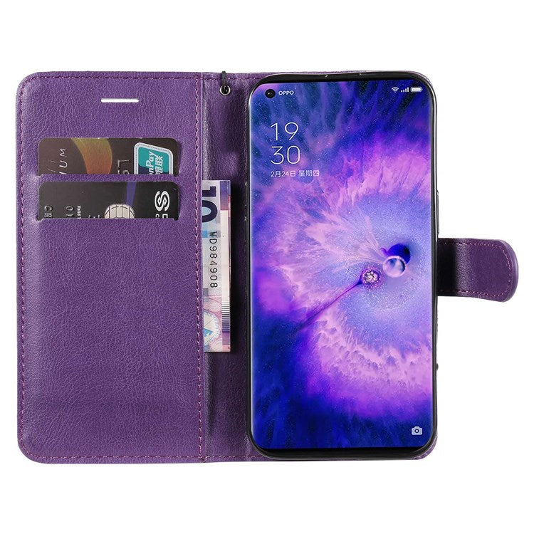 KT Leather Series-2 for Oppo Find X5 Pro PU Leather Detachable Wrist Strap Wallet Case Stand Feature Anti-Scratch Protective Phone Cover - Purple