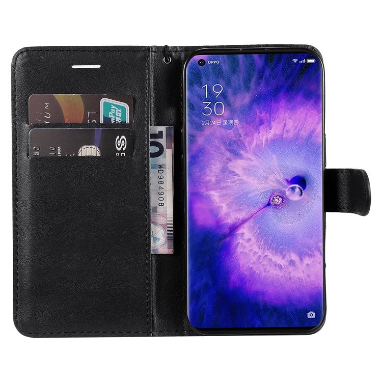 KT Leather Series-2 for Oppo Find X5 Pro PU Leather Detachable Wrist Strap Wallet Case Stand Feature Anti-Scratch Protective Phone Cover - Black