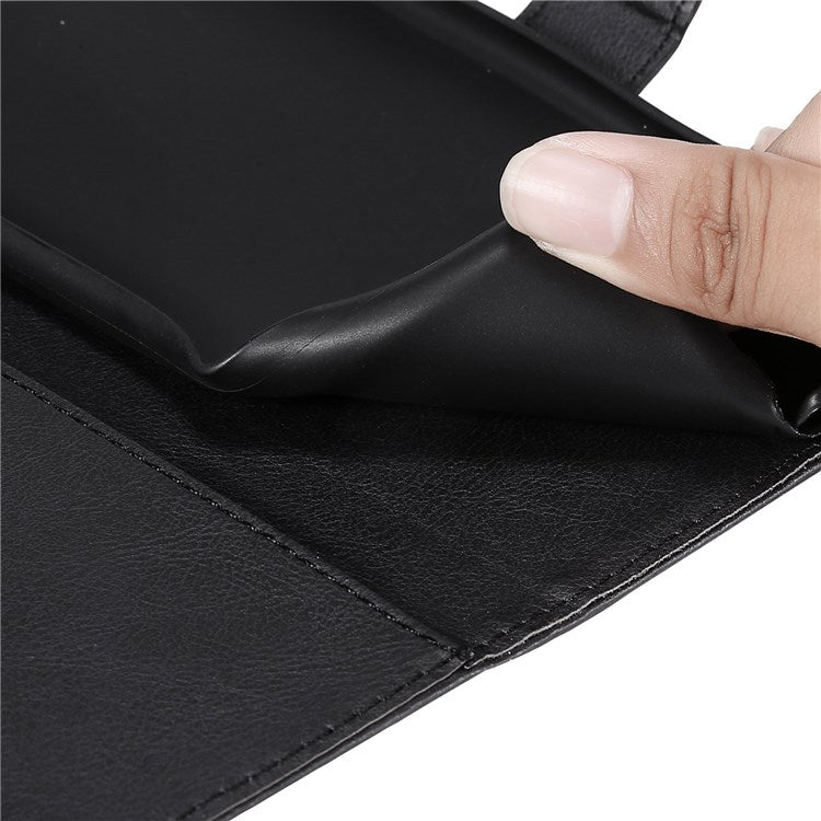 KT Leather Series-2 for Oppo Find X5 Pro PU Leather Detachable Wrist Strap Wallet Case Stand Feature Anti-Scratch Protective Phone Cover - Black
