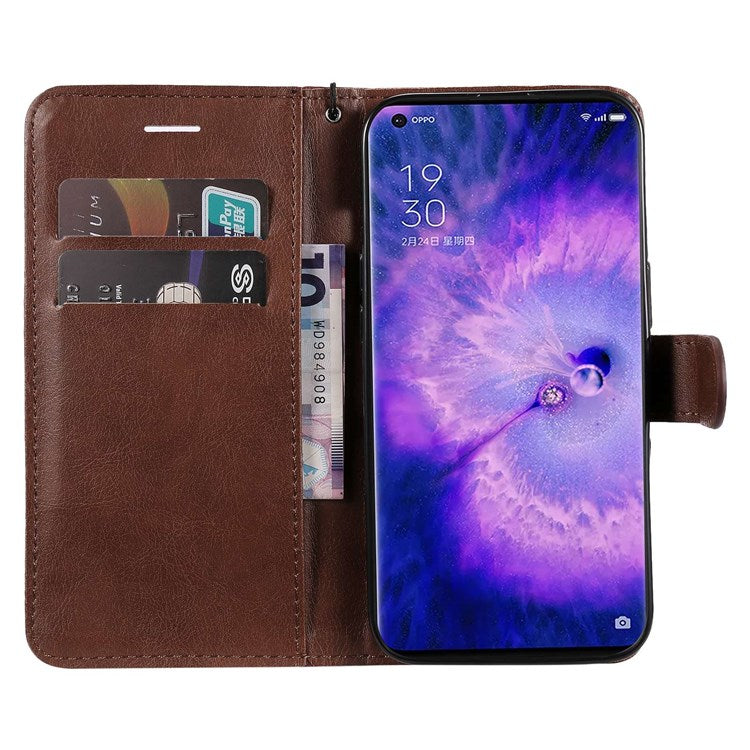 KT Leather Series-2 for Oppo Find X5 Pro PU Leather Detachable Wrist Strap Wallet Case Stand Feature Anti-Scratch Protective Phone Cover - Brown