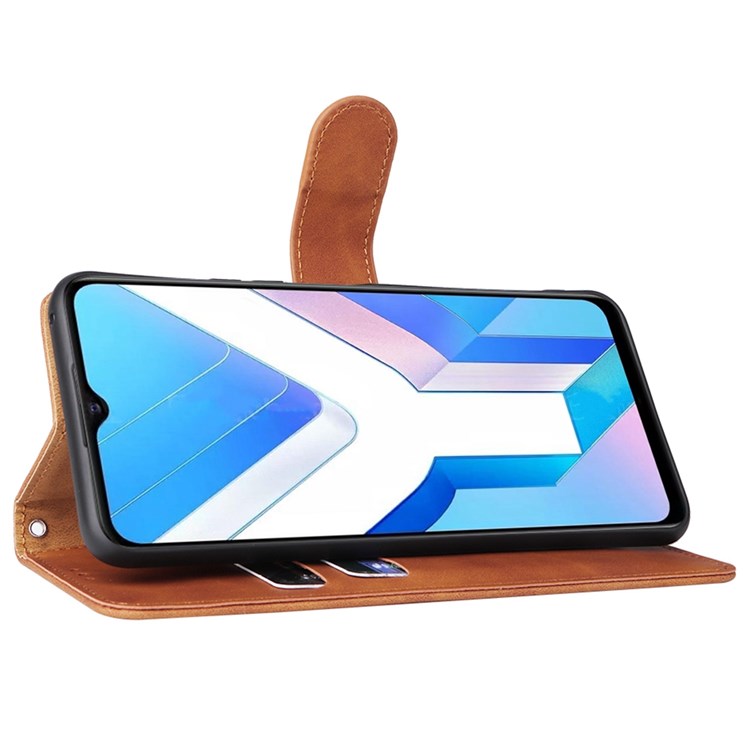 For vivo Y76 5G/Y76s 5G/Y74s Skin-touch Feeling Wallet Stand PU Leather Shockproof Phone Case Shell - Brown