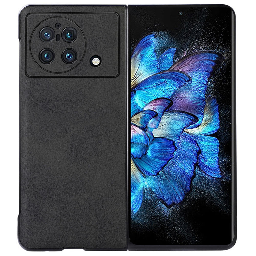 For vivo X Fold Textured PU Leather Coated Phone Case Shockproof TPU + PC Protective Cover - Black