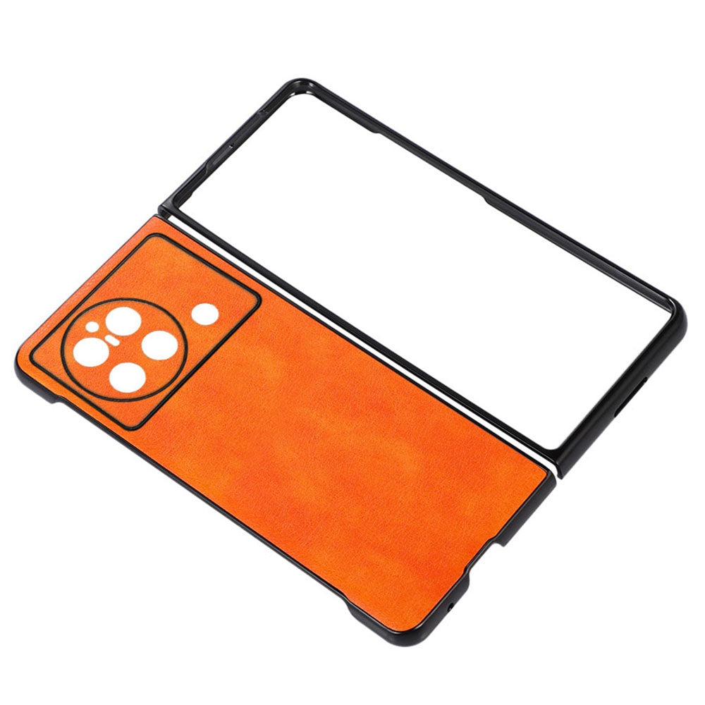 For vivo X Fold Anti-scratch Litchi Texture Cell Phone Case Precise Cutout PU Leather Coated PC Shell - Orange