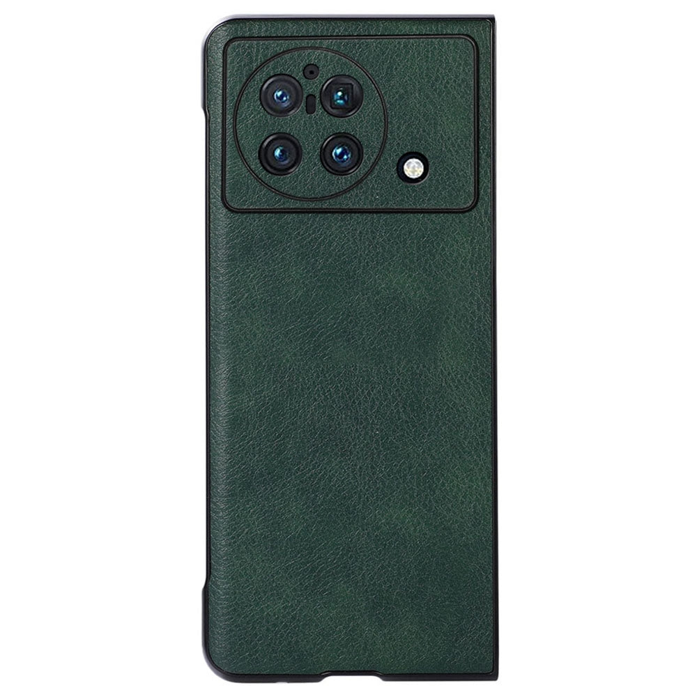 For vivo X Fold Anti-scratch Litchi Texture Cell Phone Case Precise Cutout PU Leather Coated PC Shell - Green