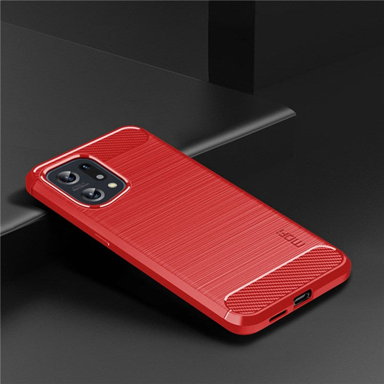 MOFI JK TPU Series-1 for Oppo Find X5 Business Style Carbon Fiber Brushed Surface Phone Case Soft TPU Anti-fall Protective Cover - Red
