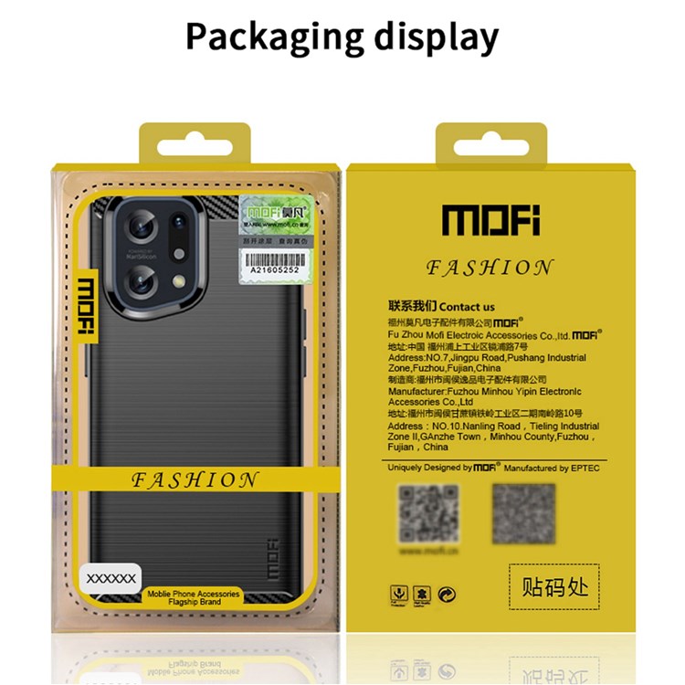 MOFI JK TPU Series-1 for Oppo Find X5 Business Style Carbon Fiber Brushed Surface Phone Case Soft TPU Anti-fall Protective Cover - Red