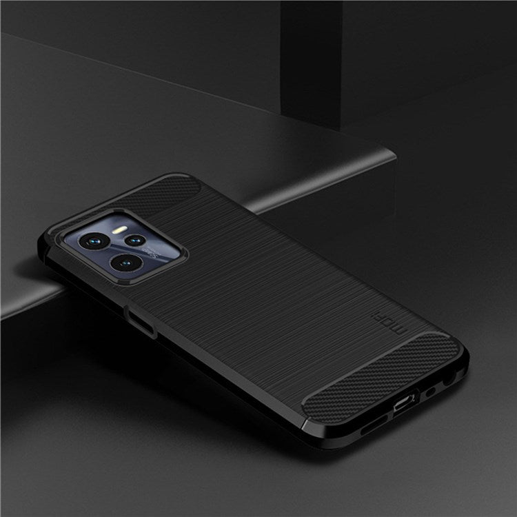 MOFI JK TPU Series-1 for Realme C35 Brushed Surface Carbon Fiber Phone Case Flexible TPU Anti-Scratch Heat Dissipation Back Cover - Black