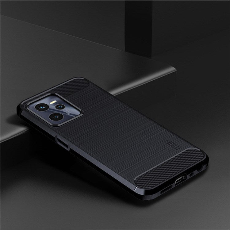 MOFI JK TPU Series-1 for Realme C35 Brushed Surface Carbon Fiber Phone Case Flexible TPU Anti-Scratch Heat Dissipation Back Cover - Blue