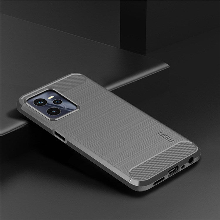 MOFI JK TPU Series-1 for Realme C35 Brushed Surface Carbon Fiber Phone Case Flexible TPU Anti-Scratch Heat Dissipation Back Cover - Grey