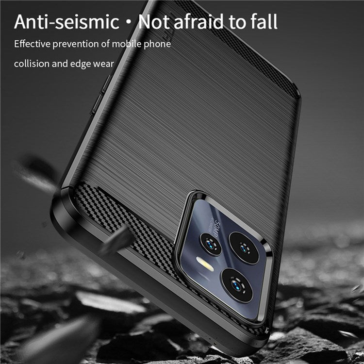 MOFI JK TPU Series-1 for Realme C35 Brushed Surface Carbon Fiber Phone Case Flexible TPU Anti-Scratch Heat Dissipation Back Cover - Red