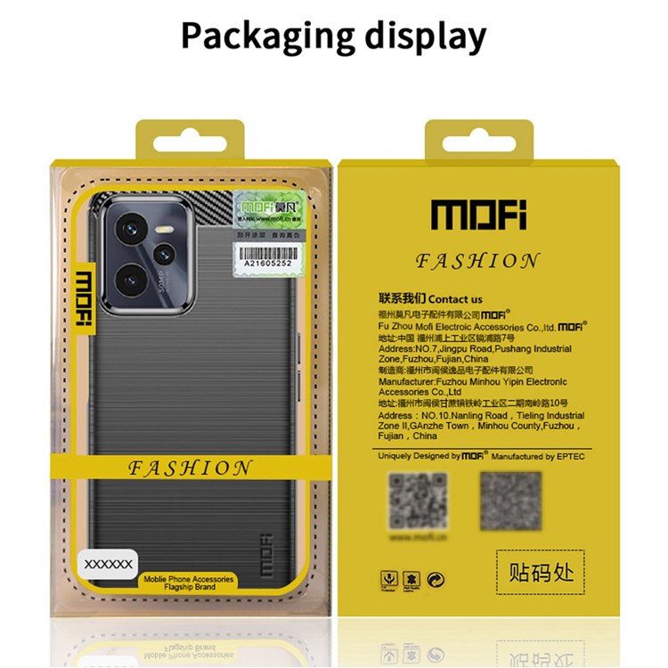 MOFI JK TPU Series-1 for Realme C35 Brushed Surface Carbon Fiber Phone Case Flexible TPU Anti-Scratch Heat Dissipation Back Cover - Red