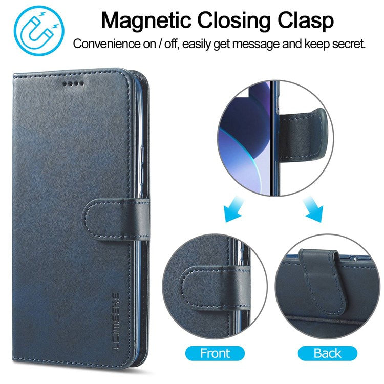 LC.IMEEKE for Realme C35 Textured PU Leather Flip Folio Anti-drop Stand Wallet Case Mobile Phone Case Cover - Blue