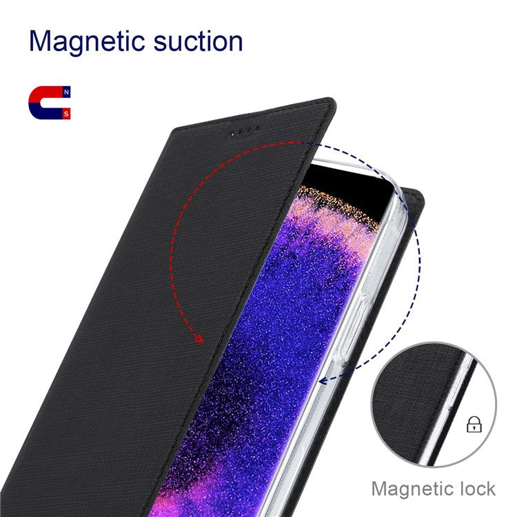VILI DMX Series for Oppo Find X5 PU Leather Phone Case, Card Holder Stand Shockproof Protective Cover - Black