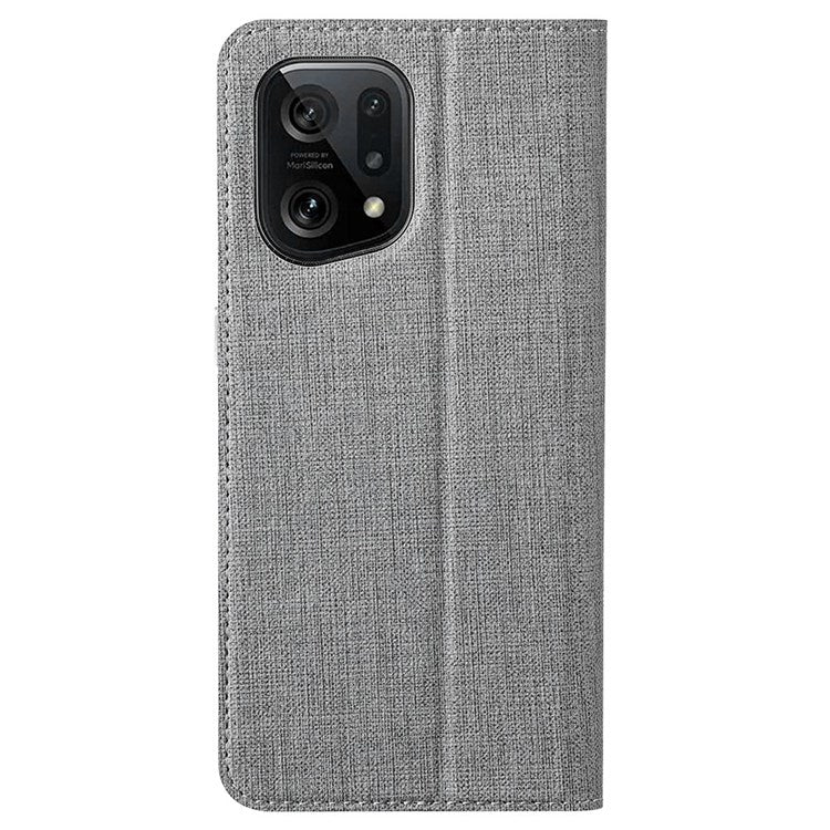 VILI DMX Series for Oppo Find X5 PU Leather Phone Case, Card Holder Stand Shockproof Protective Cover - Grey