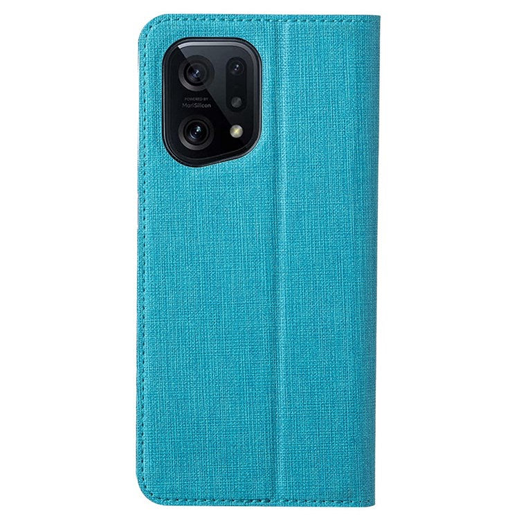 VILI DMX Series for Oppo Find X5 PU Leather Phone Case, Card Holder Stand Shockproof Protective Cover - Blue