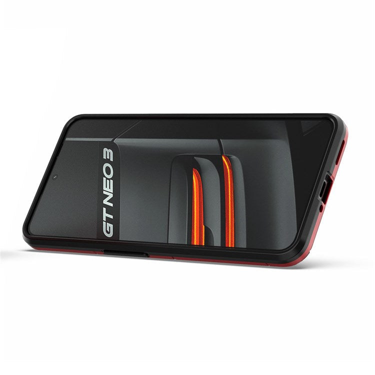 For Realme GT Neo3 Scratch-resistant Anti-drop Soft TPU + Hard PC Cover Ring Holder Kickstand Phone Case - Red