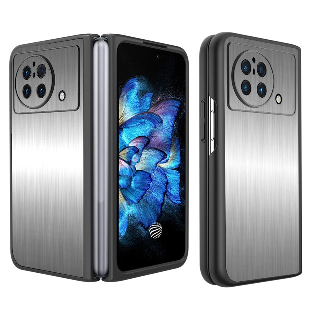 For vivo X Fold Stainless Steel + PC Hybrid Case Anti-drop Protection Phone Cover - Brushed/Silver