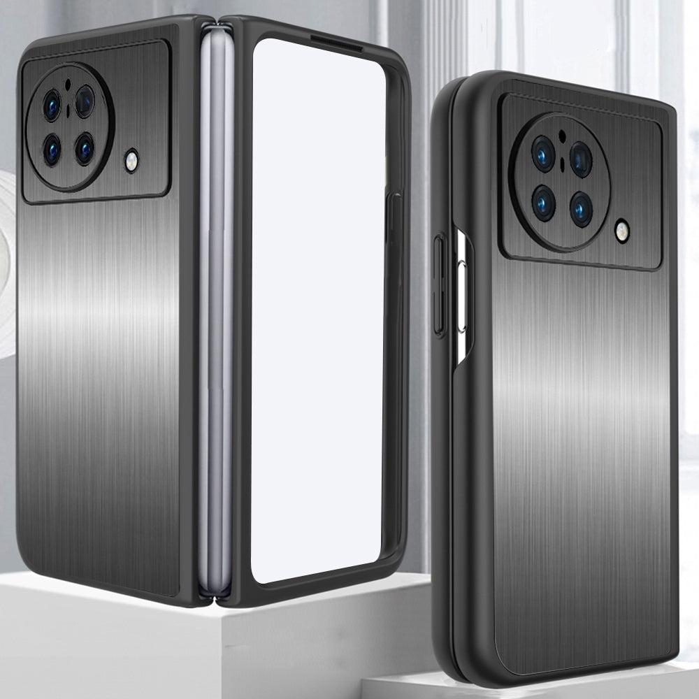 For vivo X Fold Stainless Steel + PC Hybrid Case Anti-drop Protection Phone Cover - Brushed/Silver