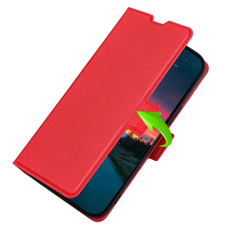 For Realme GT Neo3 PU Leather Case Card Slot Viewing Stand Magnetic Auto Closure Phone Cover - Red