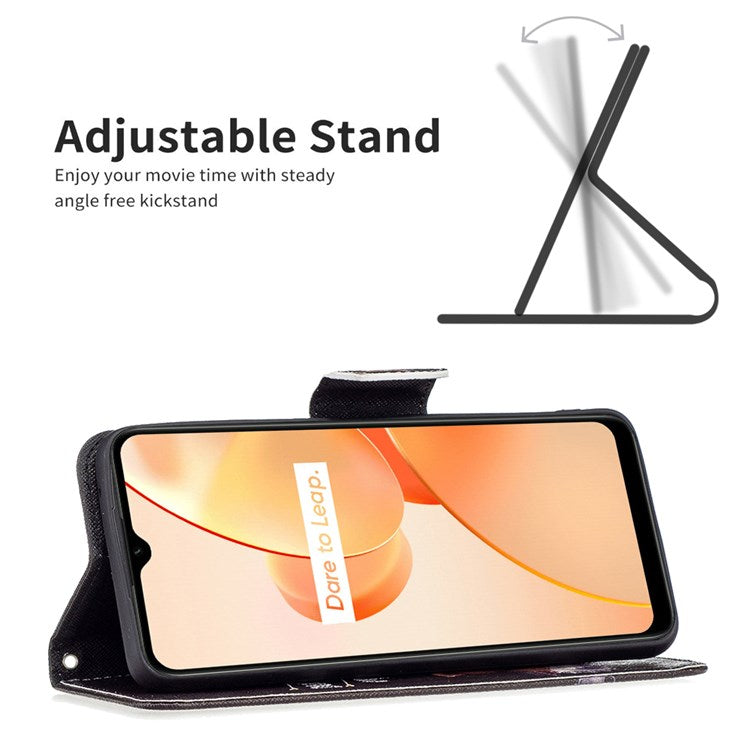BF Pattern Printing Leather Series-1 for Realme C31, Foldable Stand Design Leather Phone Case with Wallet - Bear