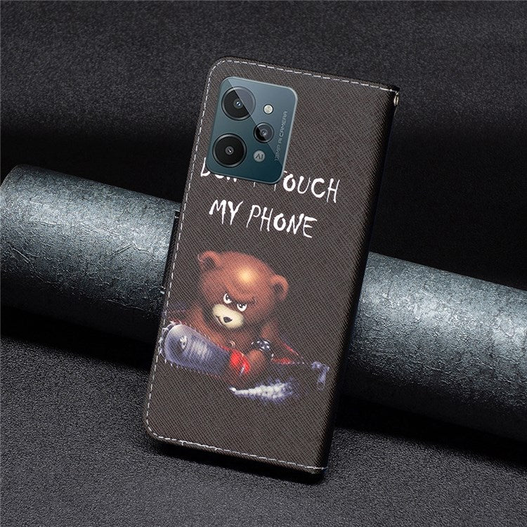 BF Pattern Printing Leather Series-1 for Realme C31, Foldable Stand Design Leather Phone Case with Wallet - Bear