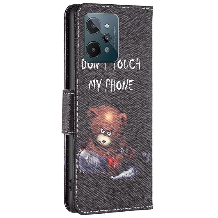 BF Pattern Printing Leather Series-1 for Realme C31, Foldable Stand Design Leather Phone Case with Wallet - Bear