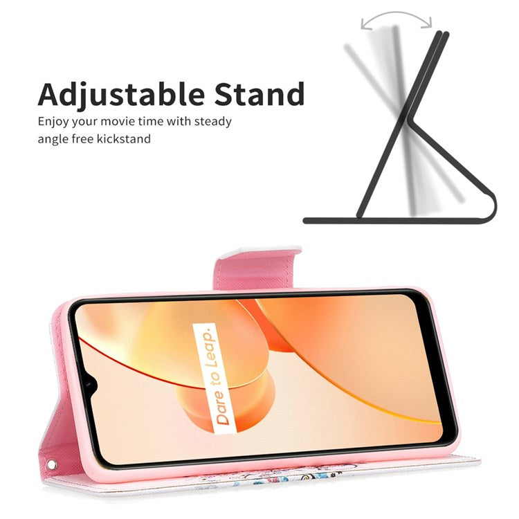 BF Pattern Printing Leather Series-1 for Realme C31, Foldable Stand Design Leather Phone Case with Wallet - Flower Tree
