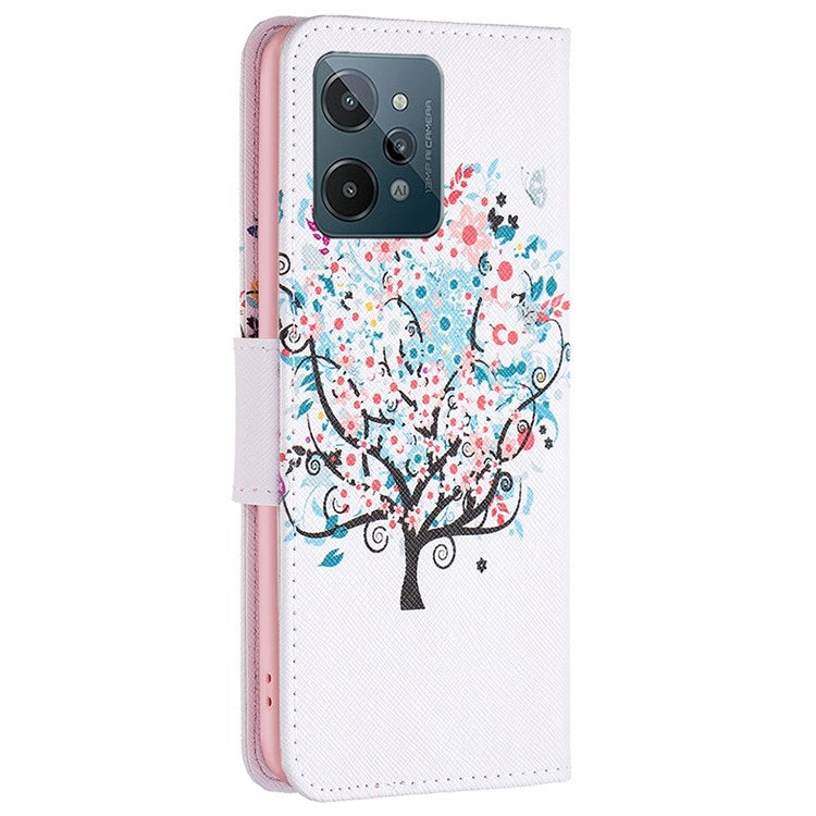BF Pattern Printing Leather Series-1 for Realme C31, Foldable Stand Design Leather Phone Case with Wallet - Flower Tree
