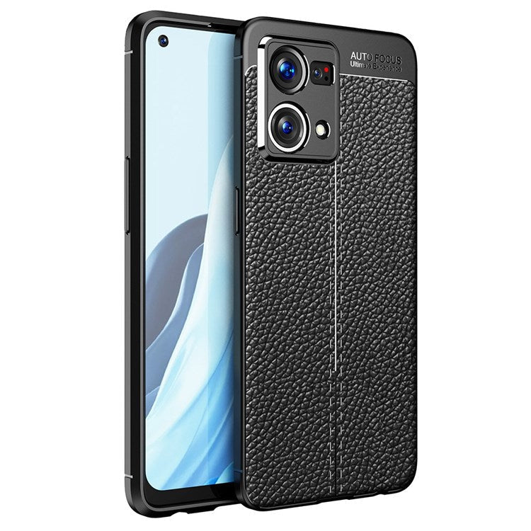 Litchi Texture TPU Case for Oppo Reno7 4G, Anti-scratch Mobile Phone Protective Cover - Black