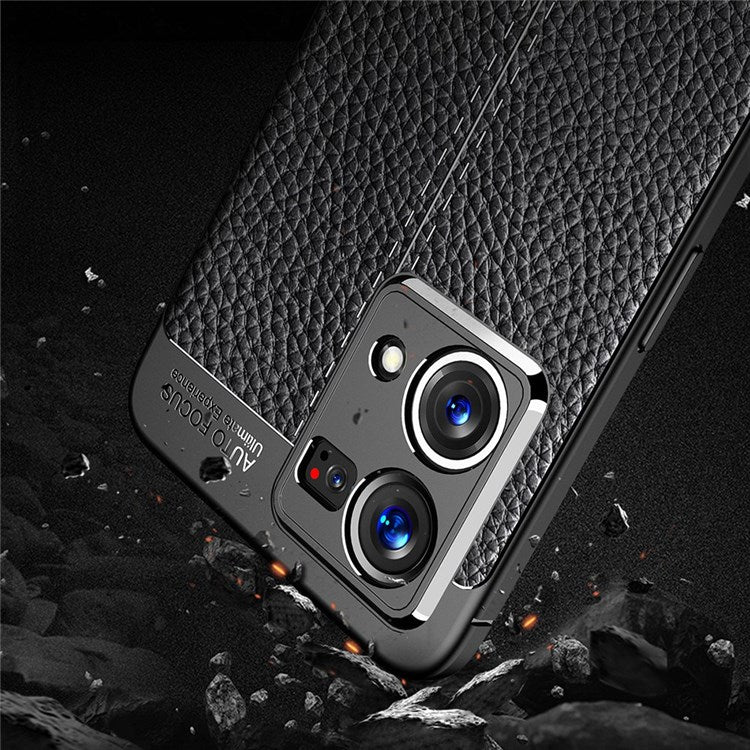 Litchi Texture TPU Case for Oppo Reno7 4G, Anti-scratch Mobile Phone Protective Cover - Black