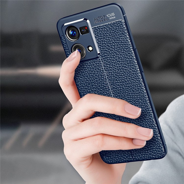 Litchi Texture TPU Case for Oppo Reno7 4G, Anti-scratch Mobile Phone Protective Cover - Black