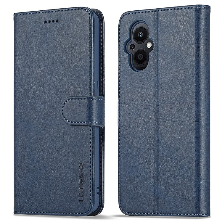 LC.IMEEKE For Oppo Reno7 Z 5G/A96 (China) Fully Wrapped Protective Shell, Textured PU Leather Magnetic Clasp Phone Case with Wallet Stand - Blue