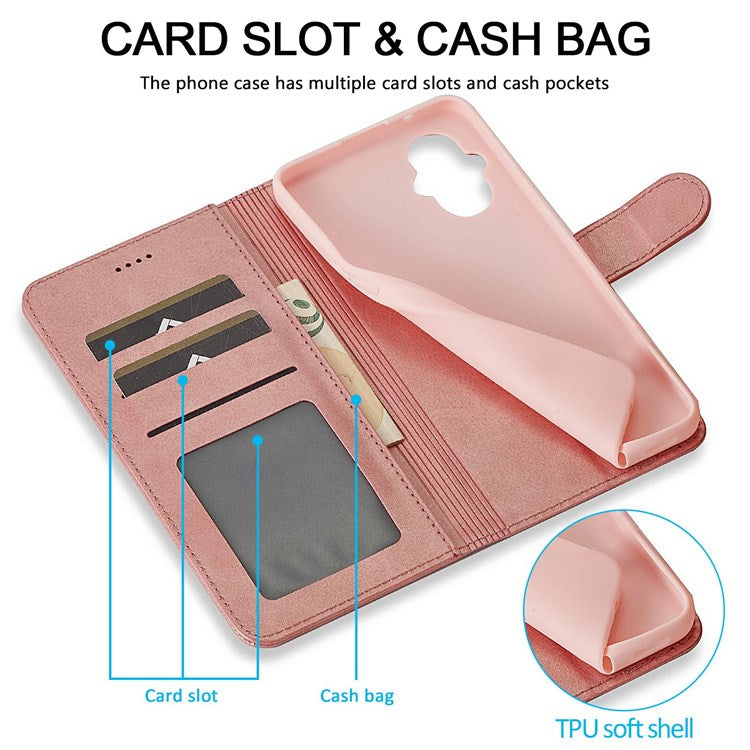 LC.IMEEKE For Oppo Reno7 Z 5G/A96 (China) Fully Wrapped Protective Shell, Textured PU Leather Magnetic Clasp Phone Case with Wallet Stand - Pink