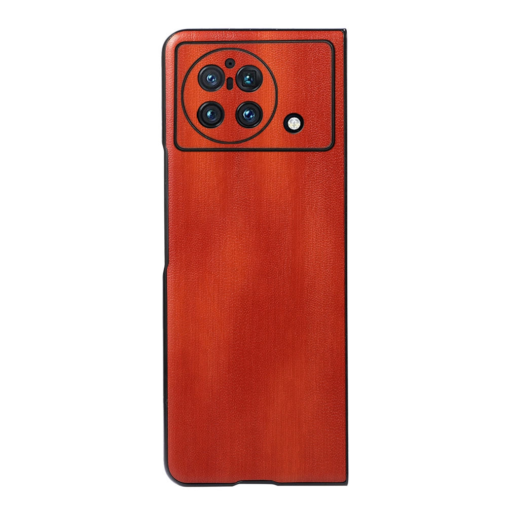 Textured PU Leather Coated Hybrid Case for vivo X Fold, 180-Degree Folio Folding Mobile Phone Cover Accessory - Brown