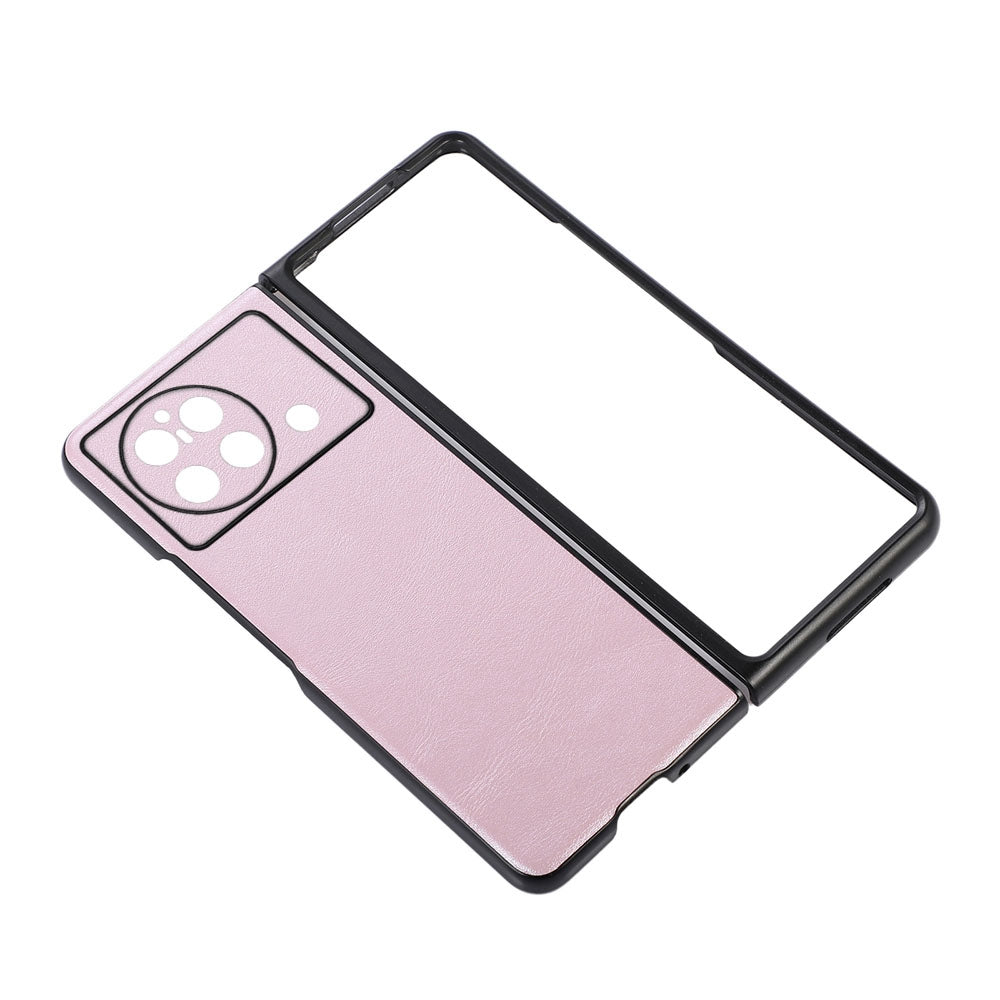 Textured PU Leather Coated Hybrid Case for vivo X Fold, Slim and Lightweight Folio Flip Folding Phone Cover Accessory - Pink