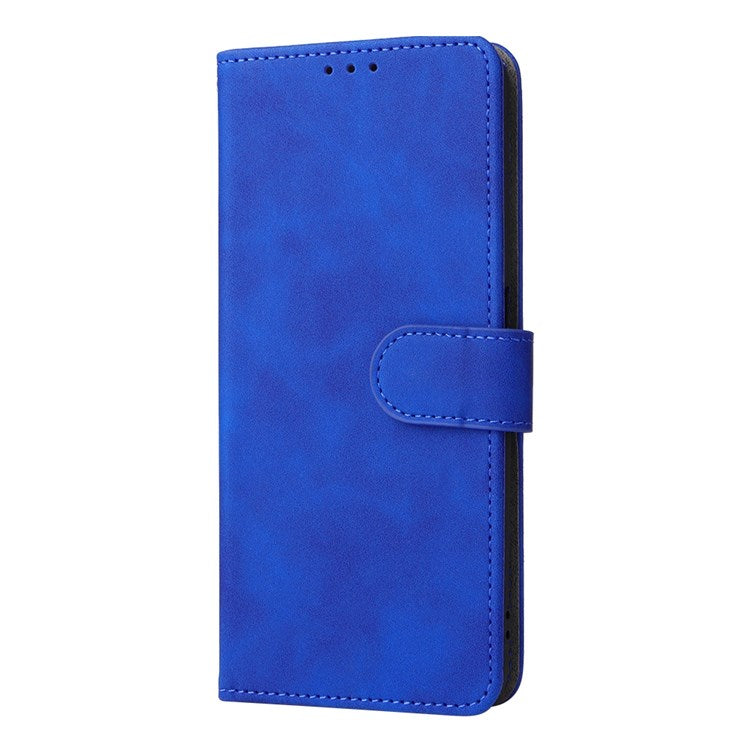 Skin-touch Feeling Phone Case for Realme C31, PU Leather + TPU Full Protection Cover with Stand Wallet - Blue
