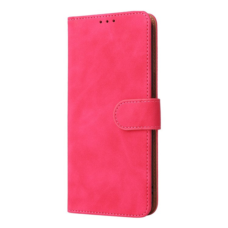 Skin-touch Feeling Phone Case for Realme C31, PU Leather + TPU Full Protection Cover with Stand Wallet - Rose
