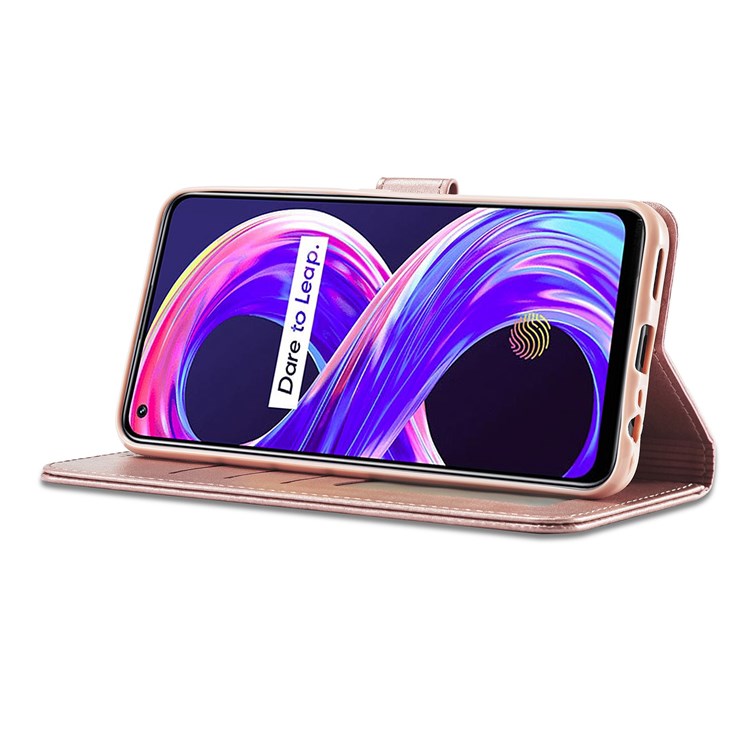 LC.IMEEKE For Realme 8 5G / 9 5G (India) / 9 Pro 5G / V13 5G / Q3 5G / Q3i 5G PU Leather Flip Wallet Case Stand Shockproof TPU Inner Shell Phone Cover - Pink