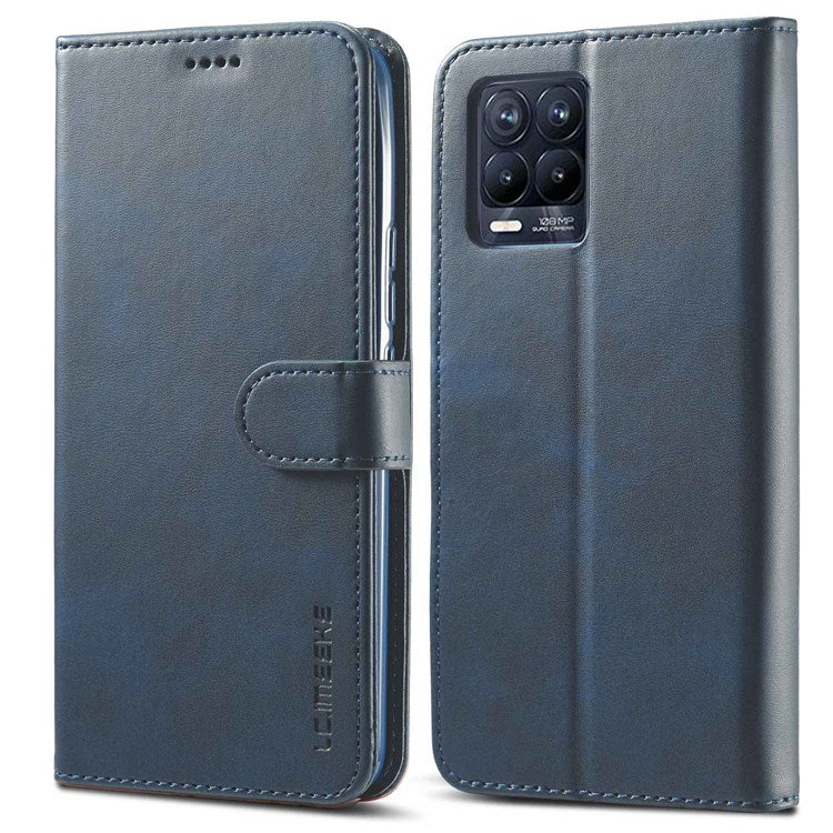 LC.IMEEKE For Realme 8 5G / 9 5G (India) / 9 Pro 5G / V13 5G / Q3 5G / Q3i 5G PU Leather Flip Wallet Case Stand Shockproof TPU Inner Shell Phone Cover - Blue