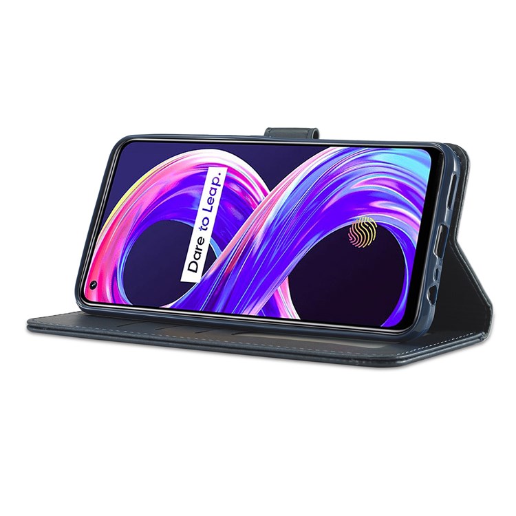 LC.IMEEKE For Realme 8 5G / 9 5G (India) / 9 Pro 5G / V13 5G / Q3 5G / Q3i 5G PU Leather Flip Wallet Case Stand Shockproof TPU Inner Shell Phone Cover - Blue