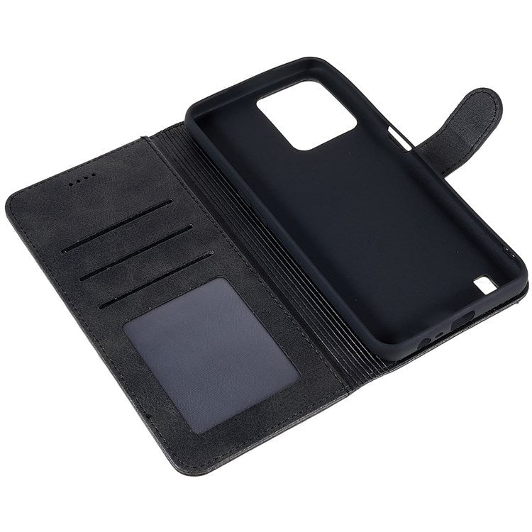 LC.IMEEKE For Realme C31 4G PU Leather Flip Folio Case Stand Shockproof TPU Inner Shell Wallet Phone Cover - Black