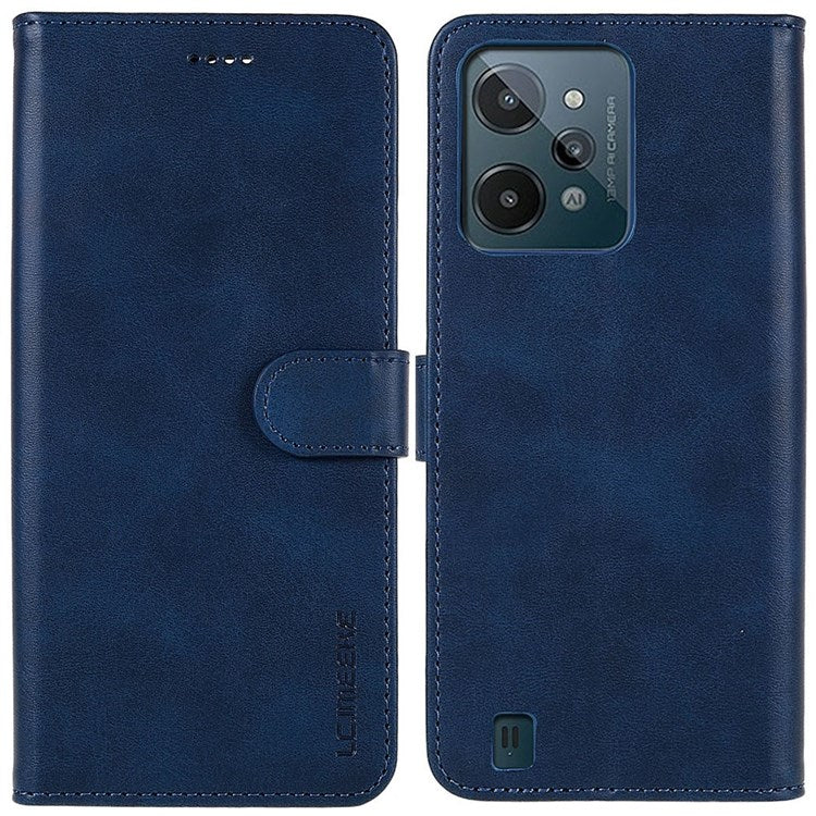 LC.IMEEKE For Realme C31 4G PU Leather Flip Folio Case Stand Shockproof TPU Inner Shell Wallet Phone Cover - Blue